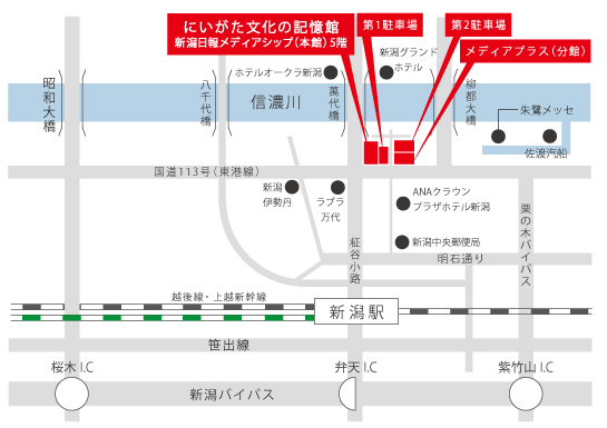 新潟日報メディアシップのマップ
